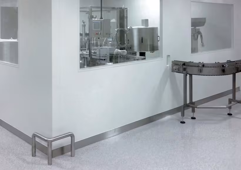 Inox stootranden en hoekbescherming voor cleanrooms